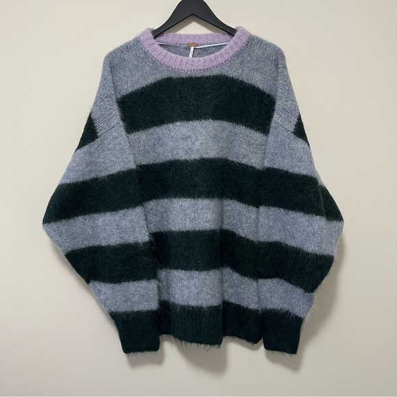 FREE PEOPLE Alpaca Wool Paris Sweater / Forest Cloud Combo Size M - Picture 6 of 12